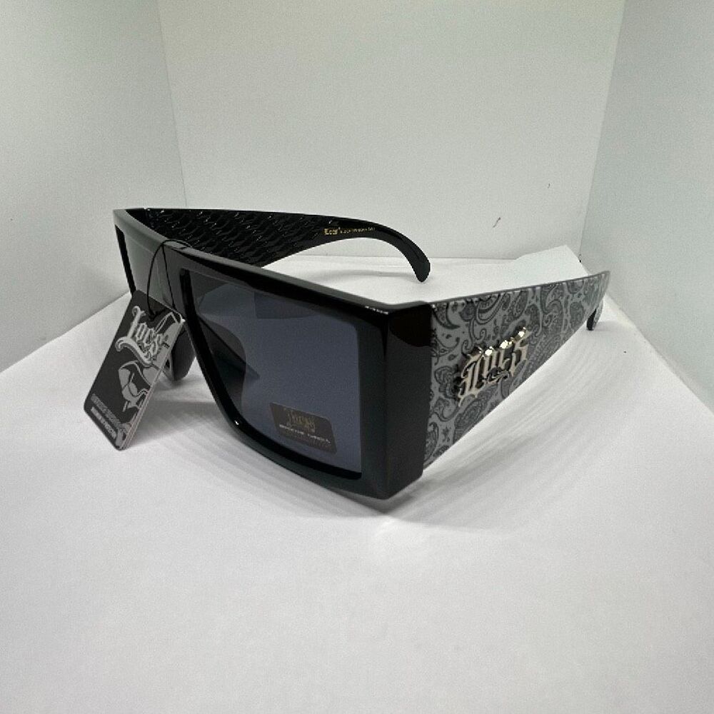 Locs Oversized Square Sunglasses UV400 Paisley Temple Design Bandanna